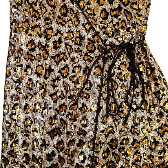 Aidan AIDAN MATTOX Leopard Sequin Wrap Dress Gown $285 - Size 4 / S